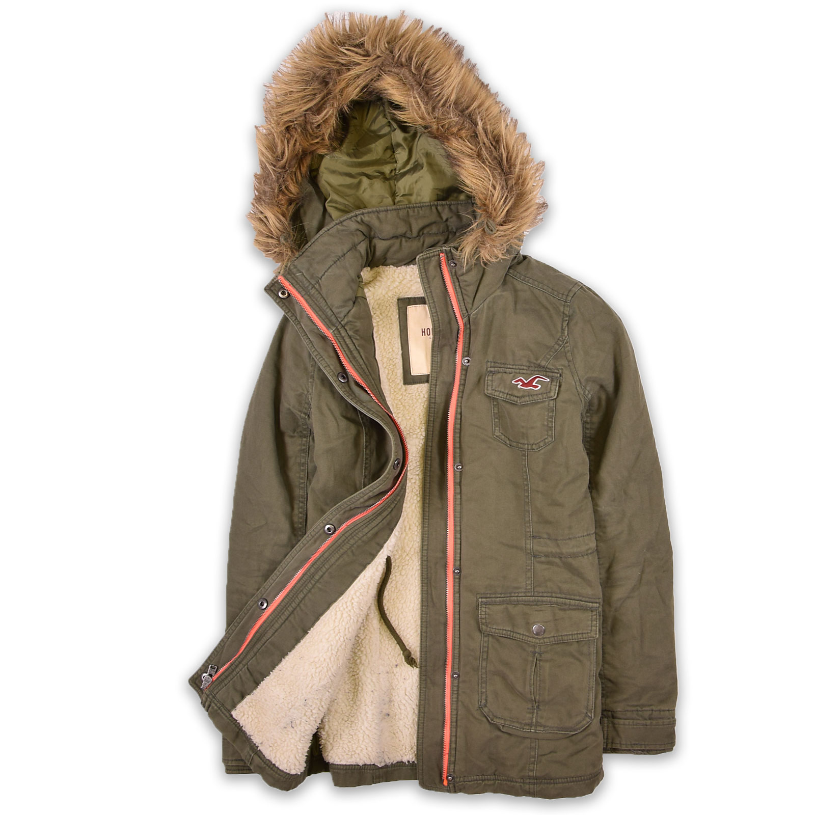 Hollister Damen Parka Jacke Mantel Winterjacke Gr.XS (DE 34 Hollister Damen Kapuzenjacke Parka Kunstfell XS S M L XL